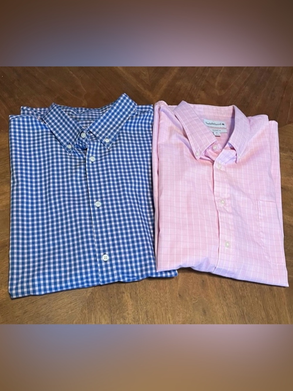 3X Saddlebred Blue Gingham & Pink Windowpane Button-Down Shirts